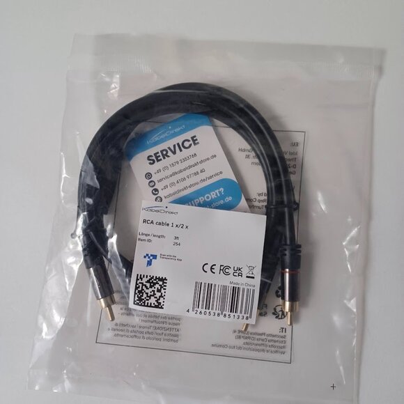 KabelDirekt RCA/Phono Y Cable NEW 3ft -Stereo Audio Cable -Male To Male (1 To 2) - Picture 3 of 4